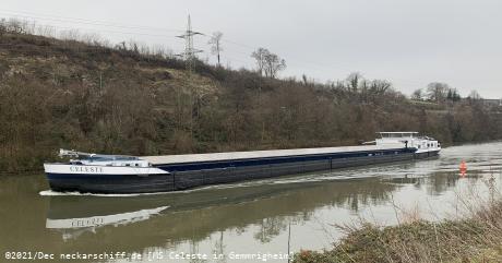 Bild: Die riesige MS Celeste im Dezember 2021 auf dem Neckar.