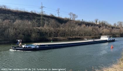 Bild: MS Turbulent auf dem Neckar im März 2022.