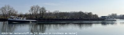 Bild: Mit einer Länge von 105 Metern, weißt MS Arquero die Maximallänge für Neckarschiffe auf.